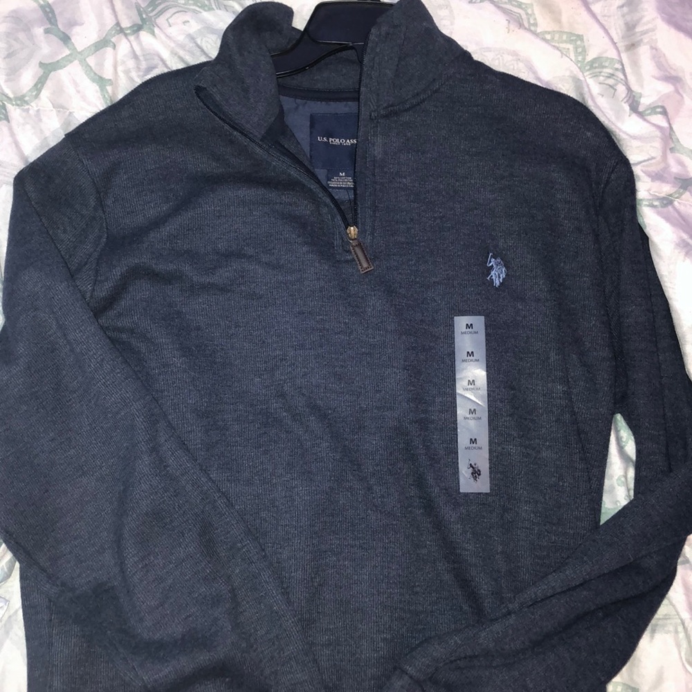 Navy blue polo sweater